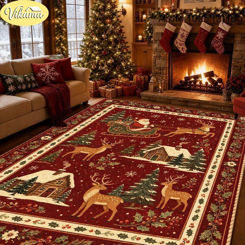 Vintage Kerstkleed, Duurzaam en Antislip Binnenkleed, Woonkamer en Slaapkamer Feestdecoratie Kleed, Huisdecoratie 40x60cm 16x24inch