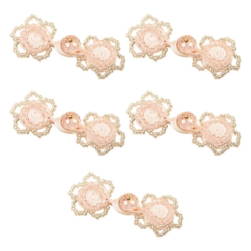 Rose Knot Button Closure 5 Piece Decorative Cheongsam Collar Button for Costume Neckline Sewing and Traditional Apparel Project