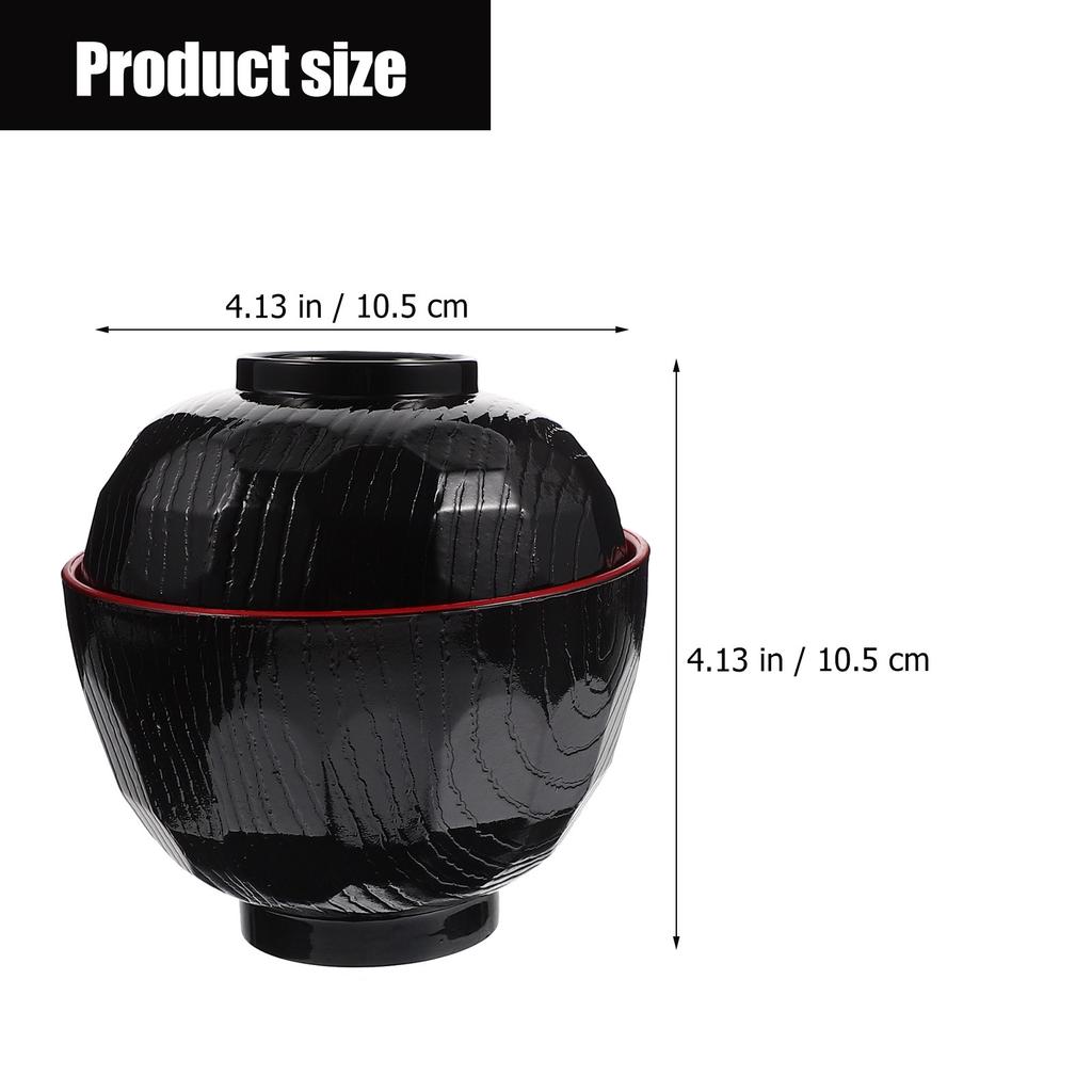 1Set Traditional Japanese Miso Soup Bowl High Grade Ceramic Bowl with Cover Warm Retaining Design for Household Kitchen Use