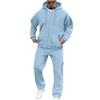 Men's Classic Two-Piece Set, Fleece Zip Hoodie Jacket & Elastic-Waist Cargo Pants For Casual Outdoor Sports