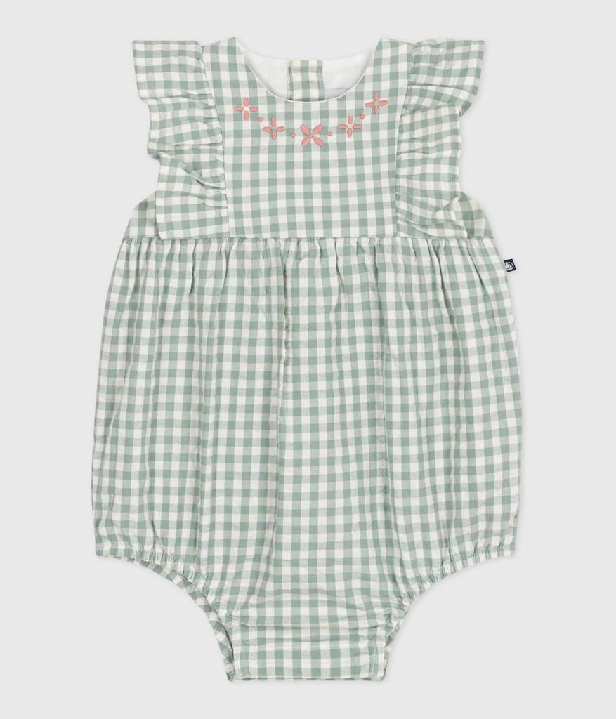 Short Romper A0CED Light White 18 months 81cm [Petit Bateau] Green/Off
