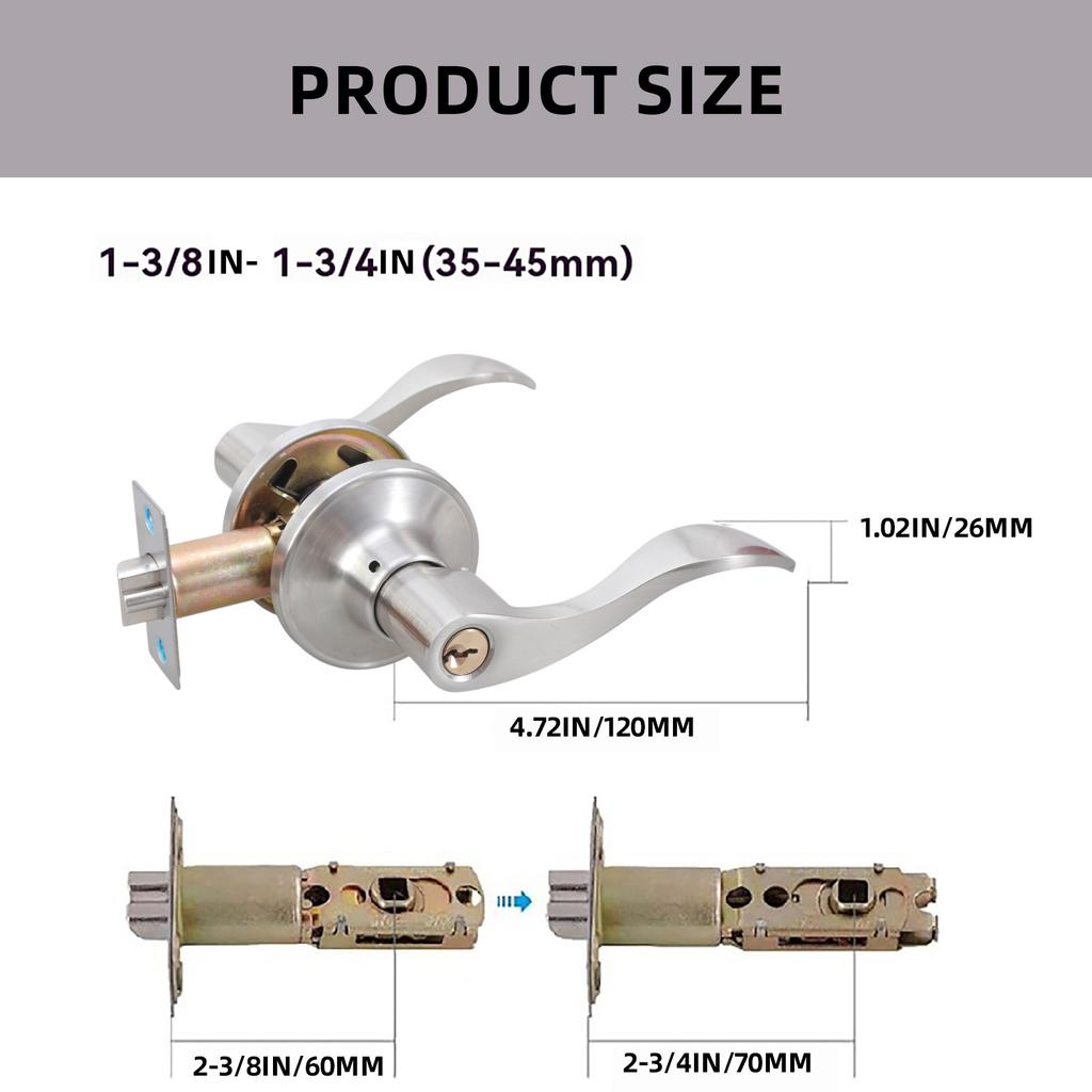 Keyed Entry Door Lever Lock Reversible Handle Universal Latch Door Handle Simple Installs for Right or Left Side Doors