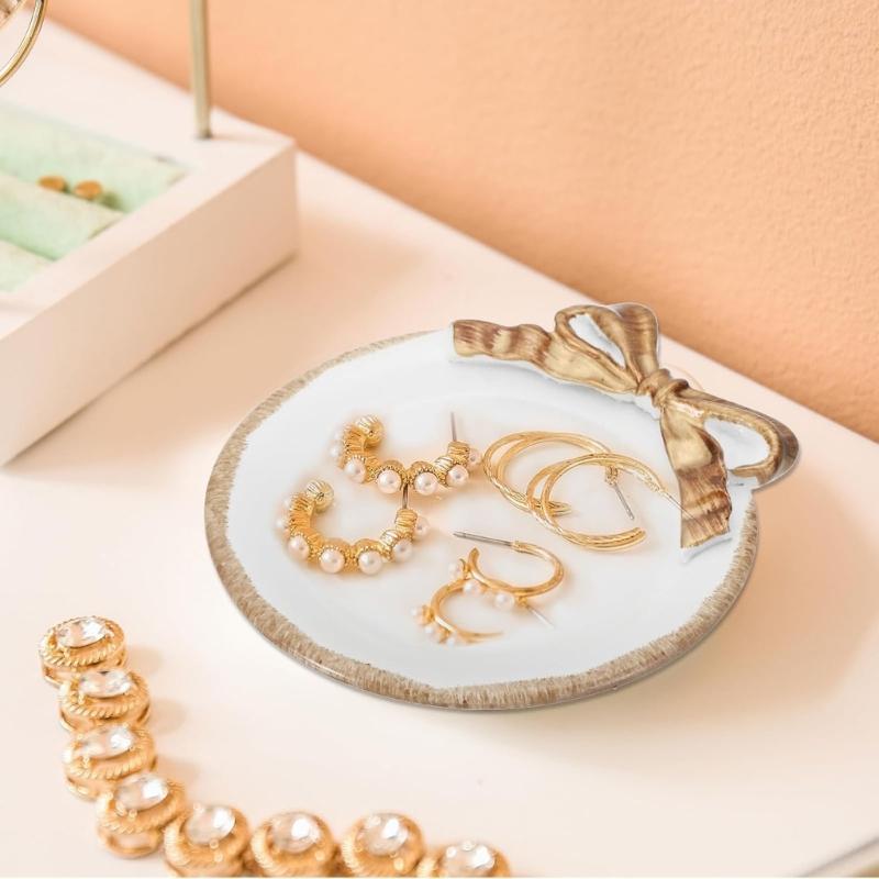 Elegante Alzatina a Forma di Fiocco per Gioielli per Orecchini Collane Storage Stile Resina Vassoio Decorativo Regalo per Donne
