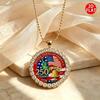 Gold-Edged Rhinestone American Flag & Statue of Liberty Necklace