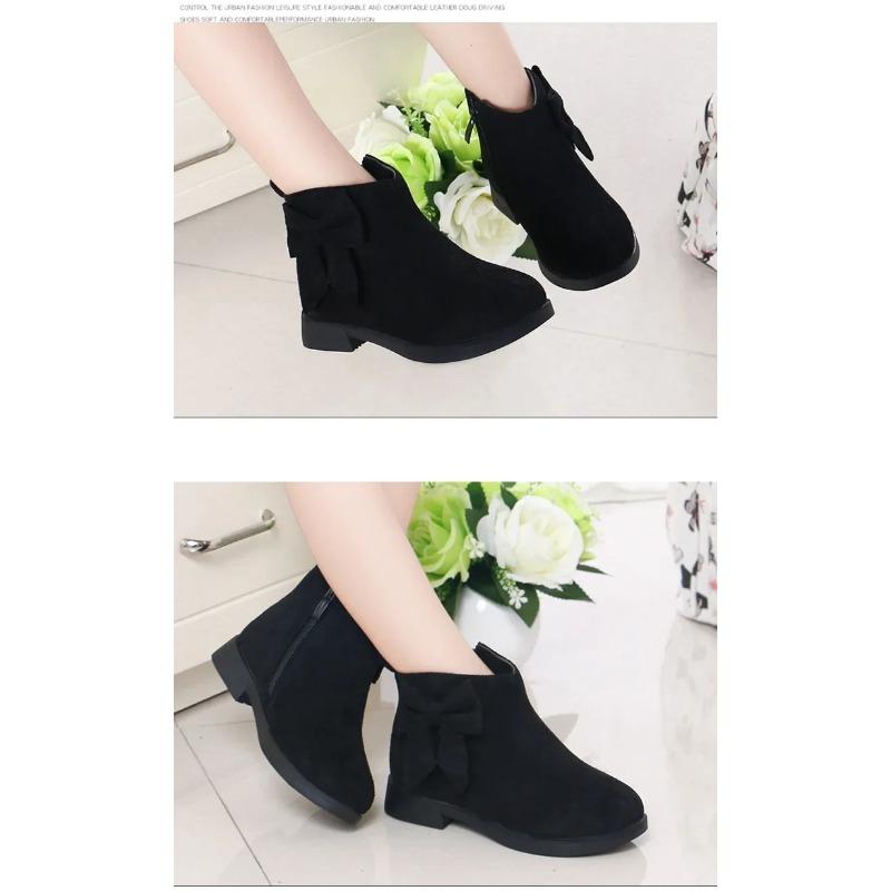 2025 Girls Fashion Boots Leather Sport Shoes For Girls Children Warm Boots Fashion Soft Bottom Princess Snow Boots Kids Sneakers