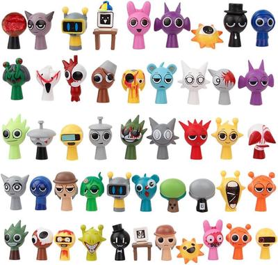 Figurky Sprunki, Panenky, Kostky, Hračky, Sběratelské panenky, Výška 4-5 cm, Sada 24 kusů, Předbarvené (Sada 48 kusů)