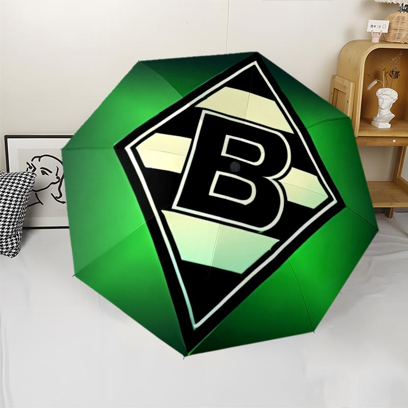 Borussia Monchengladbach logo Print Automatic Umbrella, 8 Rib Iron Frame, Plastic Handle, Suitable for Outdoor Travel &Daily , Ideal Gift