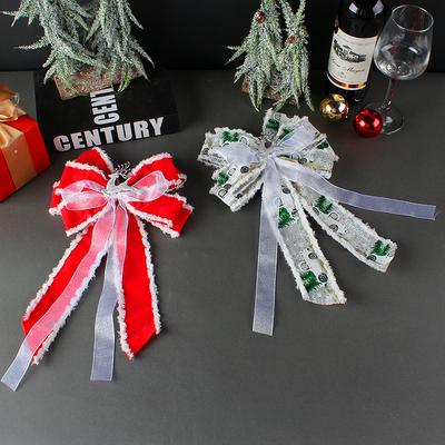 Fashion Christmas Tree Pendant Handmade Diy Cloth With Bow, Christmas Ribbon Decoration Supplies