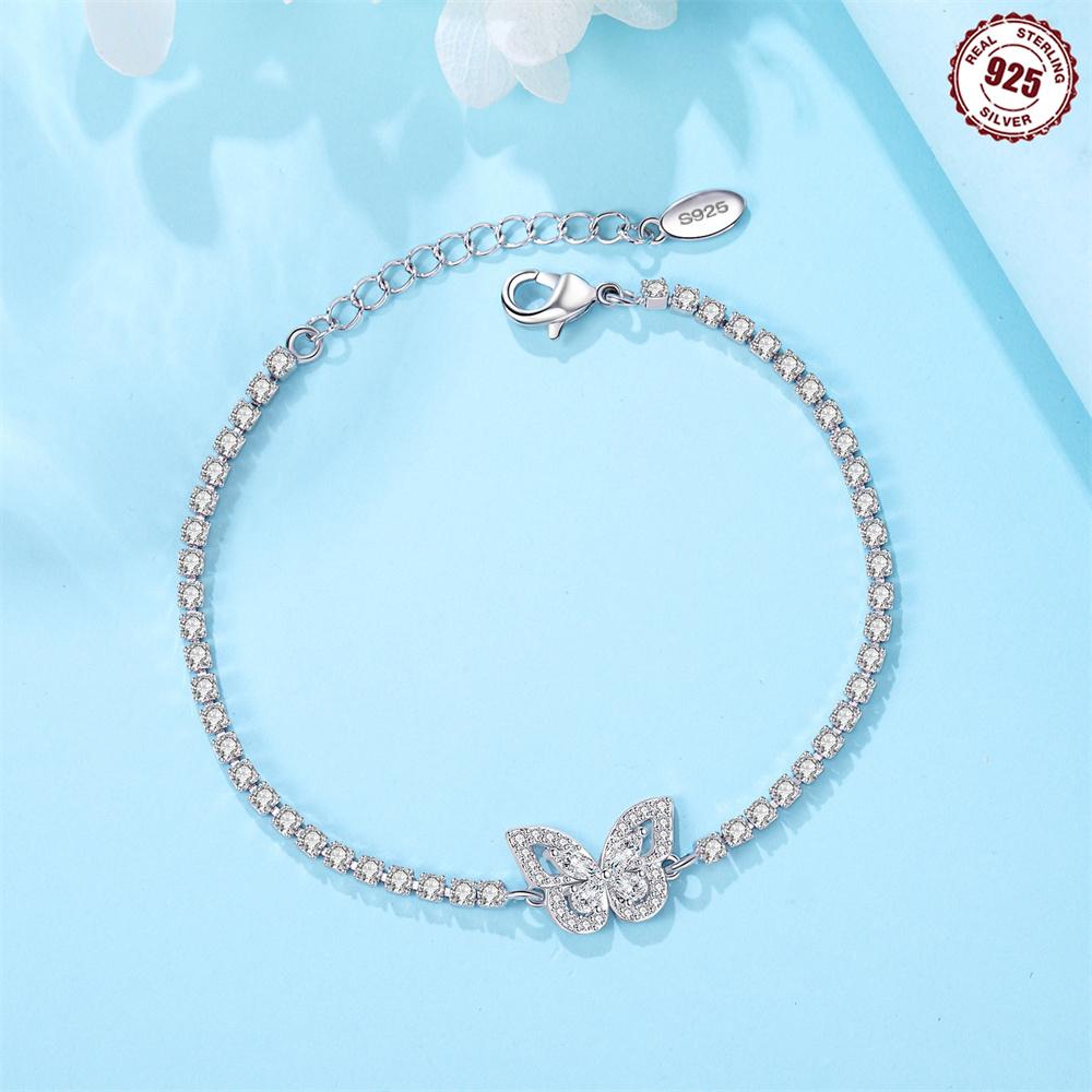 Authentic copper Starry Butterfly Bracelets Blue Zircon Cross Claws Bracelets Women Jewellery Accessory Anniversary Fine Gift
