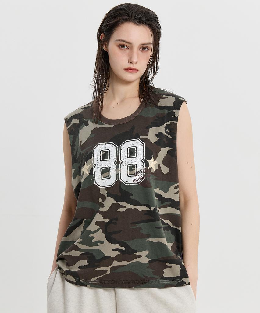 HOODHOOD 88 Stamp Camo Sleeveless Khaki