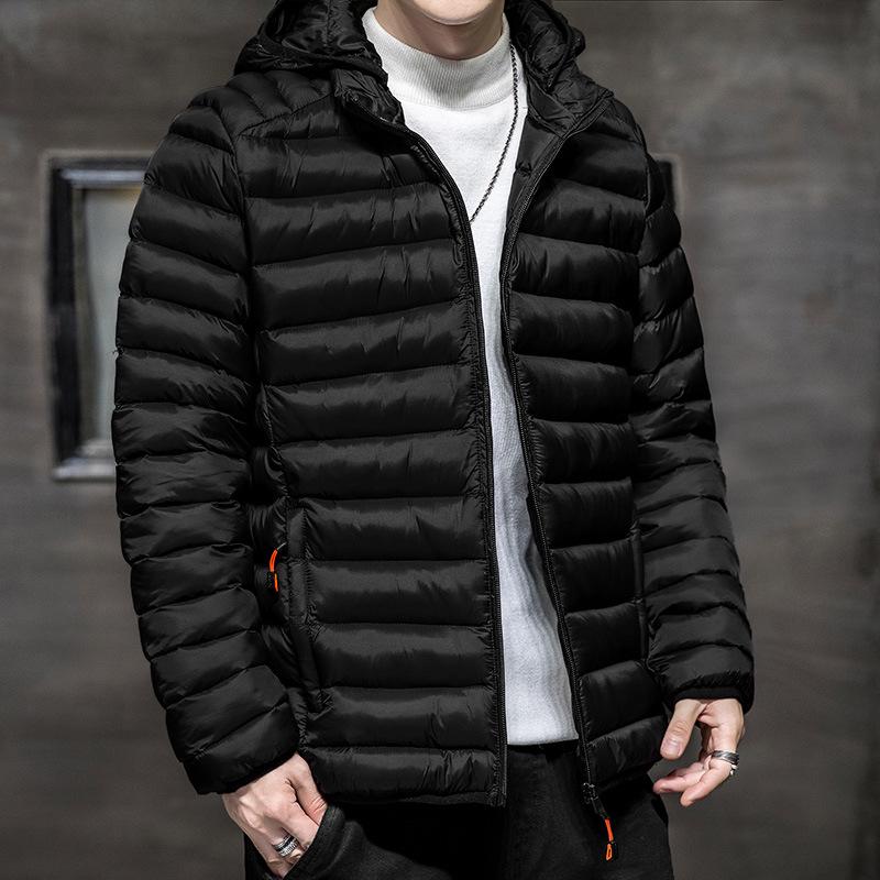Men s Cotton Hooded Jacket - Detachable Ribbed Design for Casual Autumn/Winter Wear XXXL