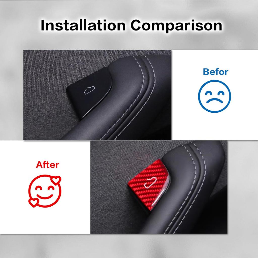 For Tesla Model Y 2019-2025 Juniper Model 3 Highland 2024 Car Carbon Fiber Interior Door Switch Button Trim Stickers Accessories