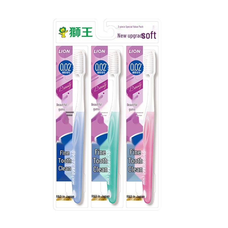 Lion Fine Tooth Clean Gum Toothbrush, Soft Bristle, 3-Pack