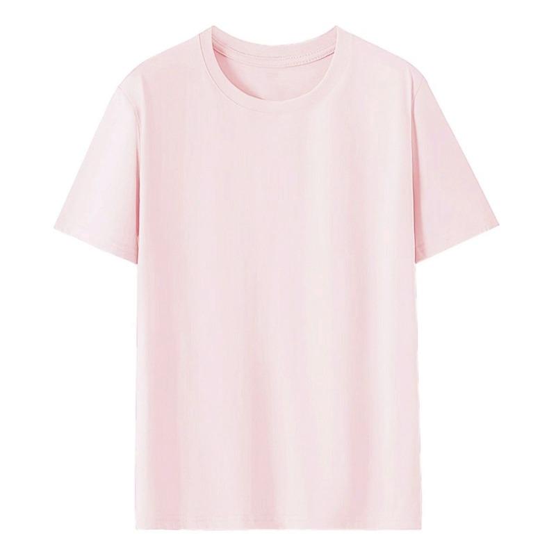 Pure cotton T-shirt women's round neck short-sleeved T-shirt logo advertising shirt group clothing trendy brand women's top solid color clothes