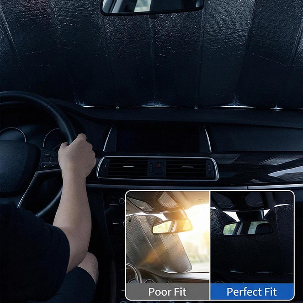 Windshield Sun Shade Foldable Accordion Oversized Reflective Cover Car Visor Heat Insulation Dashboard Protection for SUV Summer