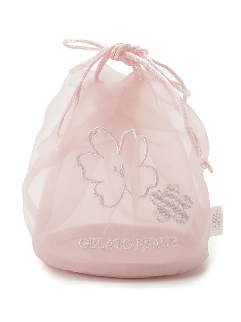 Sakura Embroidered Organza Drawstring Pouch PWGB251713 PNK [Gelato Pique] [SPRING]