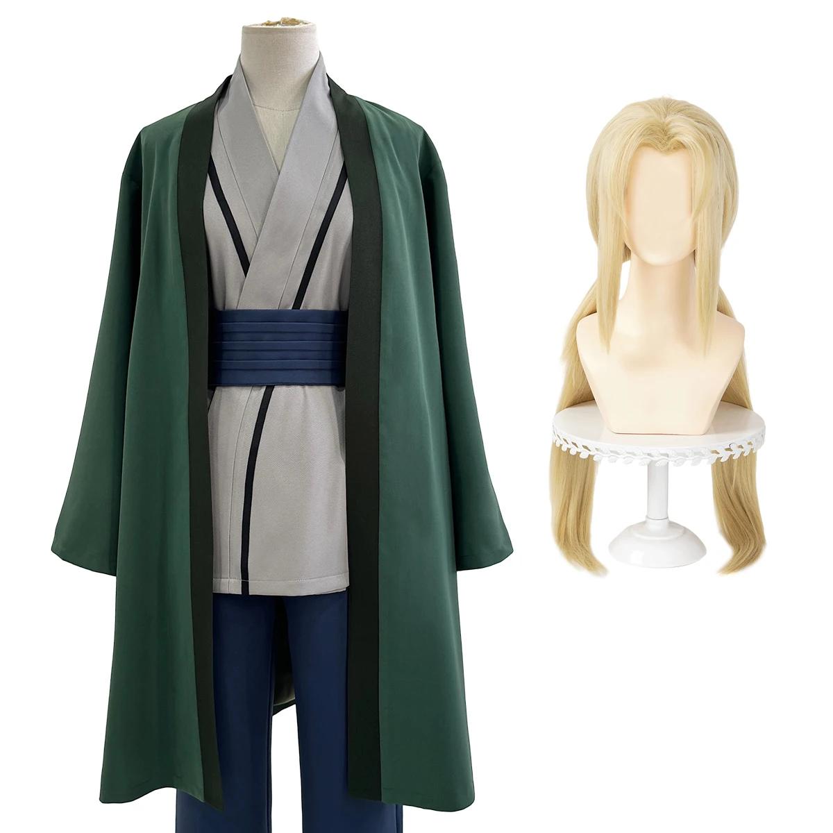 Tsunade Anime Cosplay Kostuum Pruik Halloween Kerst Conventie Borduurwerk Haori Top Broek Riem S gray