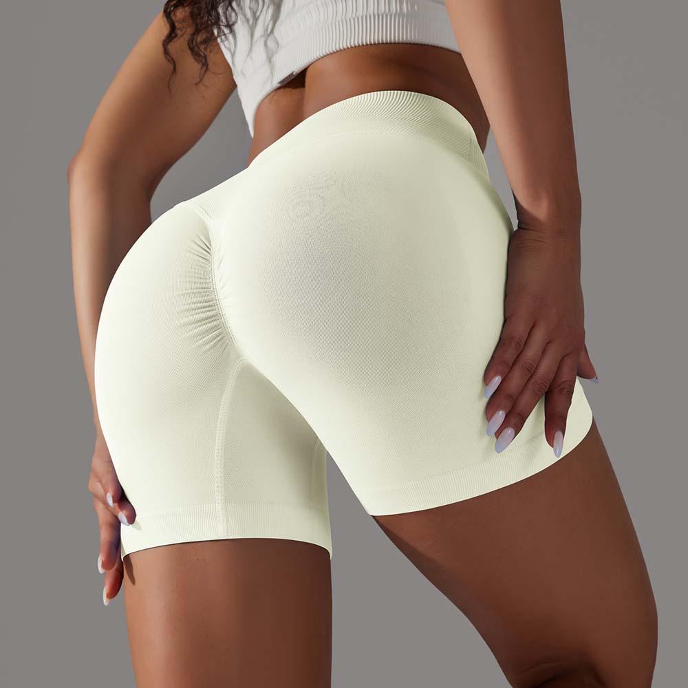 High Elastic Seamless Yoga Shorts: Waist-Slimming, Hip-Lifting, Moisture-Wicking with Crossover Waistband