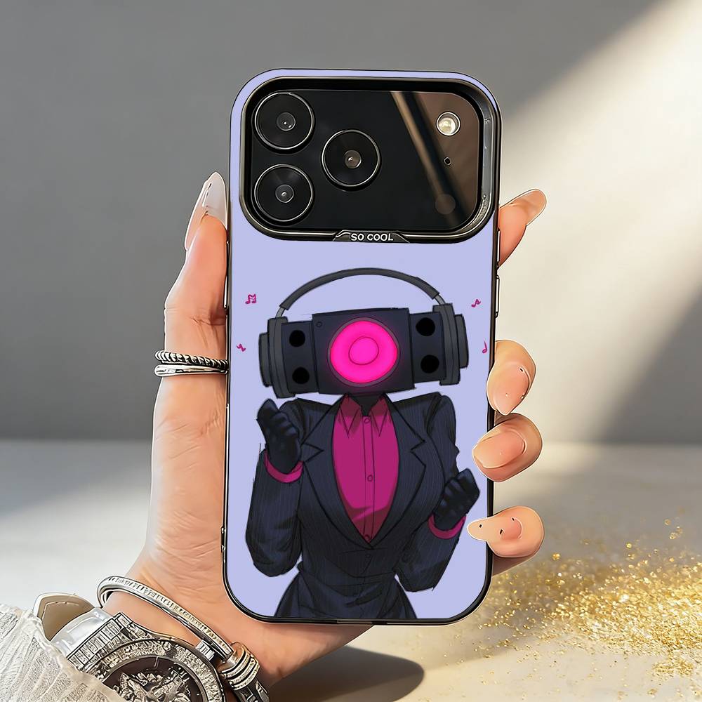 Custodia per Telefono ANIME S-Skibidi T-Toilet Per iPhone17,16,15,14,13,12,11,Pro,MAX Grigio Opaco Silicone Copertura Nera