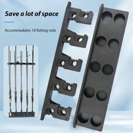 Wall Mount Fishing Rod Holder 10 Holes Multi-function Vertical Fishing Pole Display Storage Rack Organizer Stand Fishing Accessories