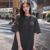 Camiseta Feminina de Verão Algodão Plus Size Estilo Retrô Americano com Estampa Divertida