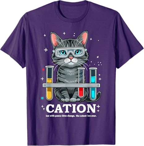 Cat Chemistry Humor Science Teacher Gift for Cat Mom Dad TShirt Funny Chemist Lover Graphic Outfit Saying Tee Short Sleeve Tops