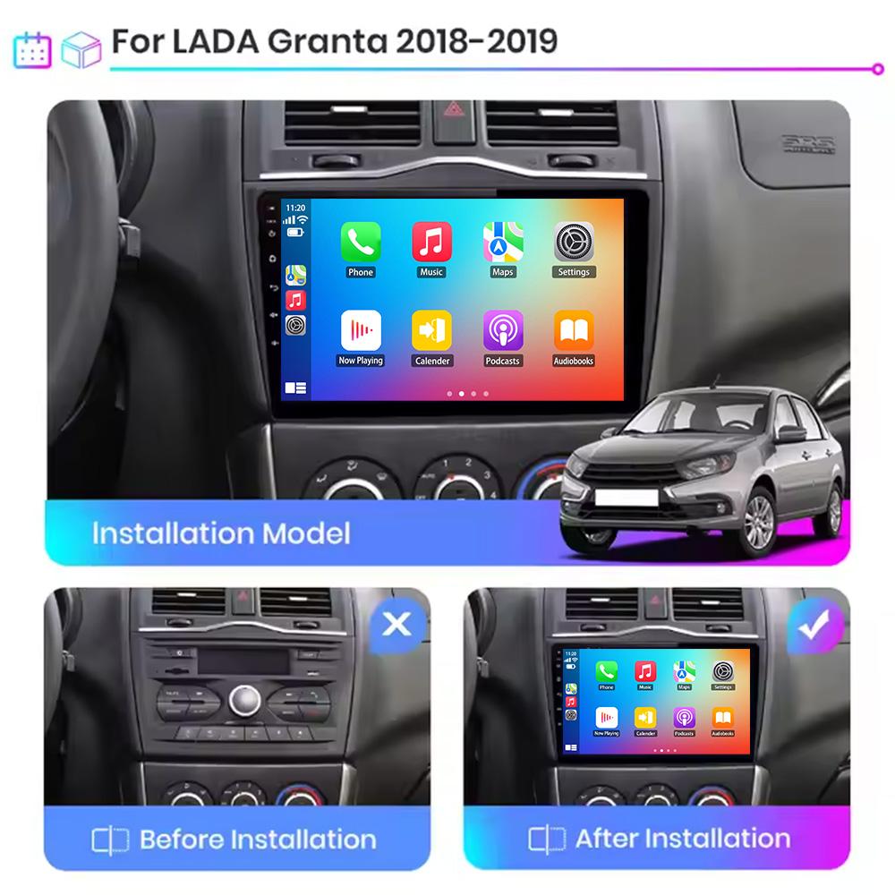For LADA Granta Cross 2018-2023 Car Player Central Navigation 4G GPS Multimedia Wireless Carplay Stereo Head Unit Screen 2DIN