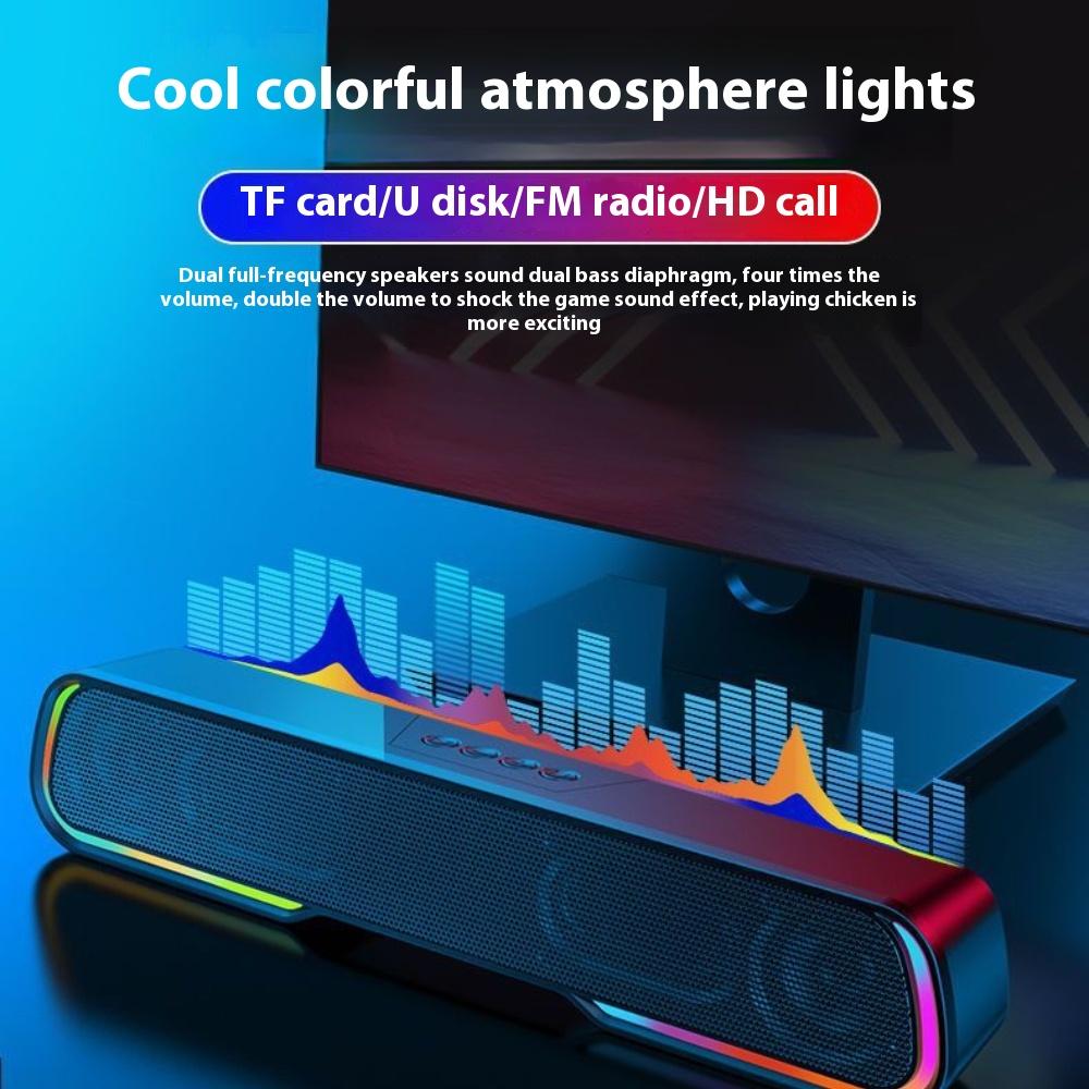Marquee Luminous Mini Sound Blaster Audio Desktop Strip Portable Subwoofer High Power Bluetooth Speaker