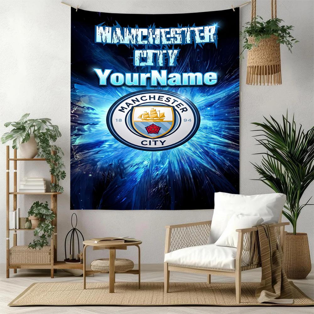 Manchester City Benutzerdefinierte Ihr Name Wanddekoration Wandteppich Kunst Für Haustier-Gedenken Geburtstag Hochzeitsparty Kulisse Familien Geschenk