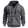 Men's Multi-Zip Pocket Hoodie, European Size, 220g Fabric, Autumn/Winter Style Sweatshirt