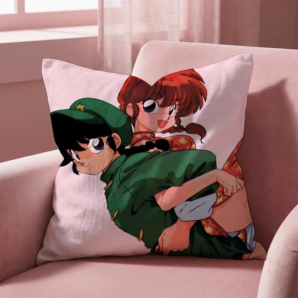 Cartoon R-Ranma1 1/2 Cushion Cover Multi-Scene Pillow Cover for Home & Car - Reversible, Soft & Durable for Daily Use