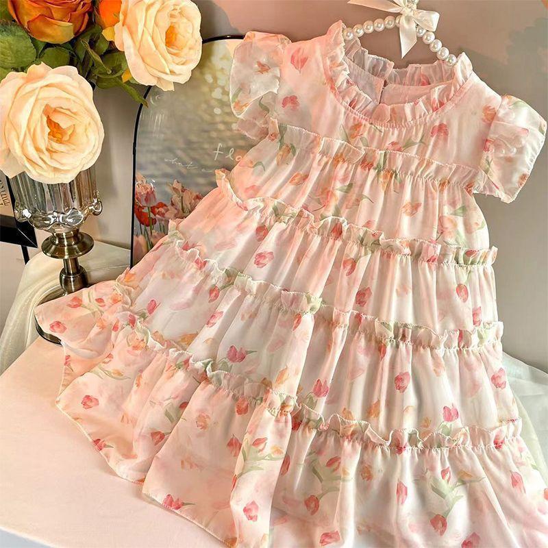 Summer Girls Floral Dress Princess Super Fairy Children Skirt