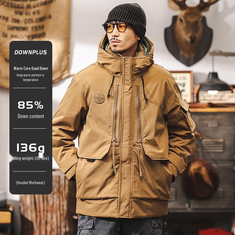 American Workwear Men's Mid-Length Hooded Winter Parka Jacket
