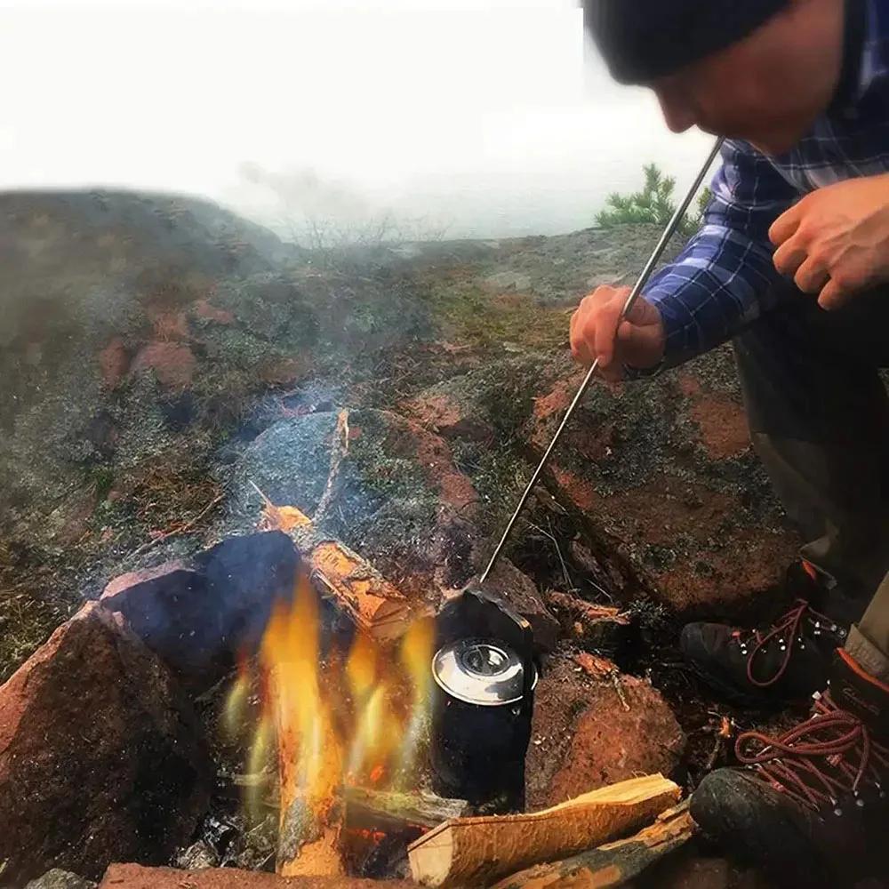 Portable Blow Fire Tube Telescopic Fire Blow Pipe Stainless Steel Blow Fire Tube Safety Camping Hiking Tools No Mouth Injury