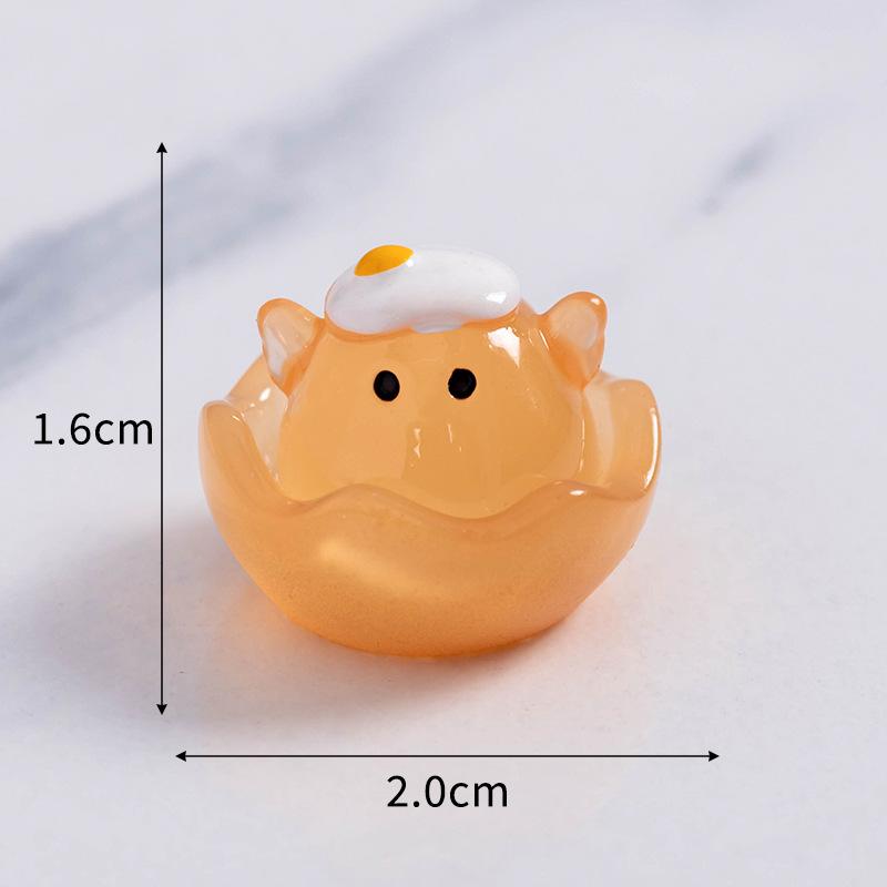 Mikrolandskap Søt Selvlysende Eggeskall Kylling Søt Kylling DIY Smykker Blindpose Tilbehør Skrivebord Bil Dekor