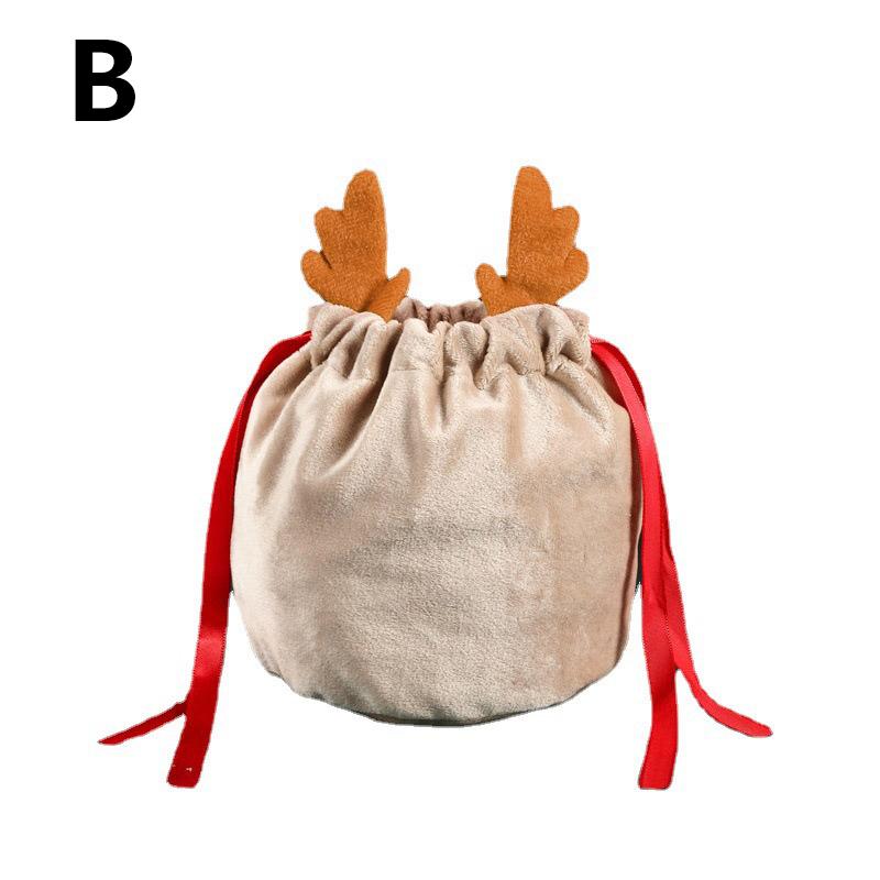 

1 шт., сумка с заячьими ушками, сумка для конфет, рождественские сумки с рогами, бархатная упаковочная сумка на шнурке, украшение для вечеринки