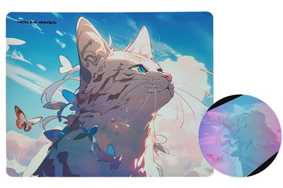 Hotline Games Flowing Light Gaming Color Low Cat Design X 400mm X Mousepad, Ice, Fiberglass, Waterproof, Friction, Ultra-Fast Sliding, [450mm 3mm]