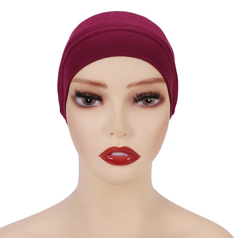 Weiß Beige Rot Grau Damen Innen Hijab Kappe Muslimischer Turban Islamische Unterkappe Weibliches Stirnband Turbante Mujer