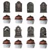 8pcs Festival Halloween Tombstone Cupcake Toppers Paper Tombstone Cake Insert Card  Ghost Festival