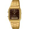 Ana Digi Quartz Watch Vintage Series Unisex Dual Time Gold Brown Aq 230ga 