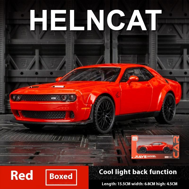 Dodge Challenger Hellcat Toy Car for 1: 32 Scale Die Cast Metel Cars Toy Pull Back Hellcat Model Cars with Sound and Light