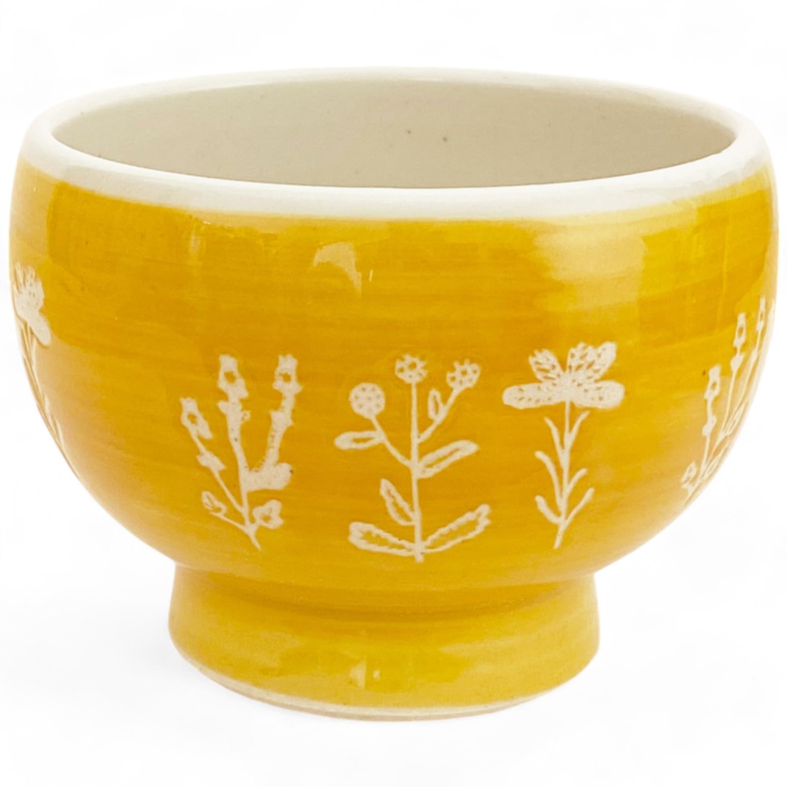 

Takumifu Matcha Made in Hasami Ware High-Based Bowl, Ceramic, Wildflowers, Yellow, Japan,