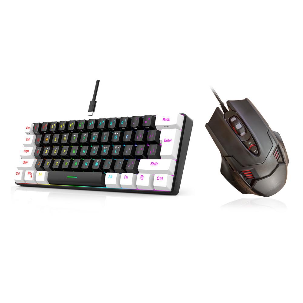 Wired RGB 61-Key Mini Gaming Keyboard - Compact, Mechanical Feel for Office and Portable Use