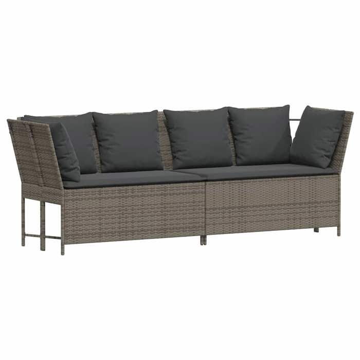 VidaXL Canapé de jardin avec coussins Gris Résine tressée, canapé d'extérieur, causeuse de jardin, meuble d'extérieur, siège 4104124