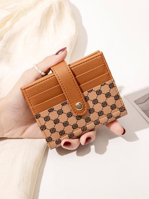 Portafoglio Pieghevole Classico di Lusso Piccolo Leggero Portafoglio da Donna Stampa Retrò Mini Porta Carte Multifunzione Porta ID Portamonete