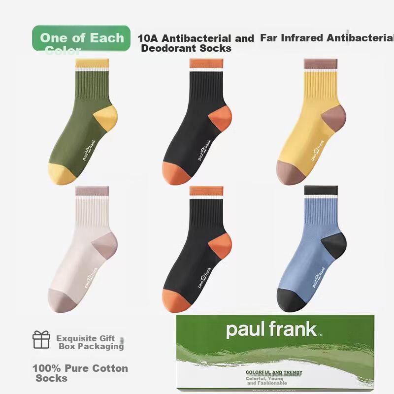 PAUL FRANK 100% Cotton Women's Mid-Calf Socks Autumn Winter Soft and Comfortable 10A Odor-Resistant Socks Cotton Casual Socks