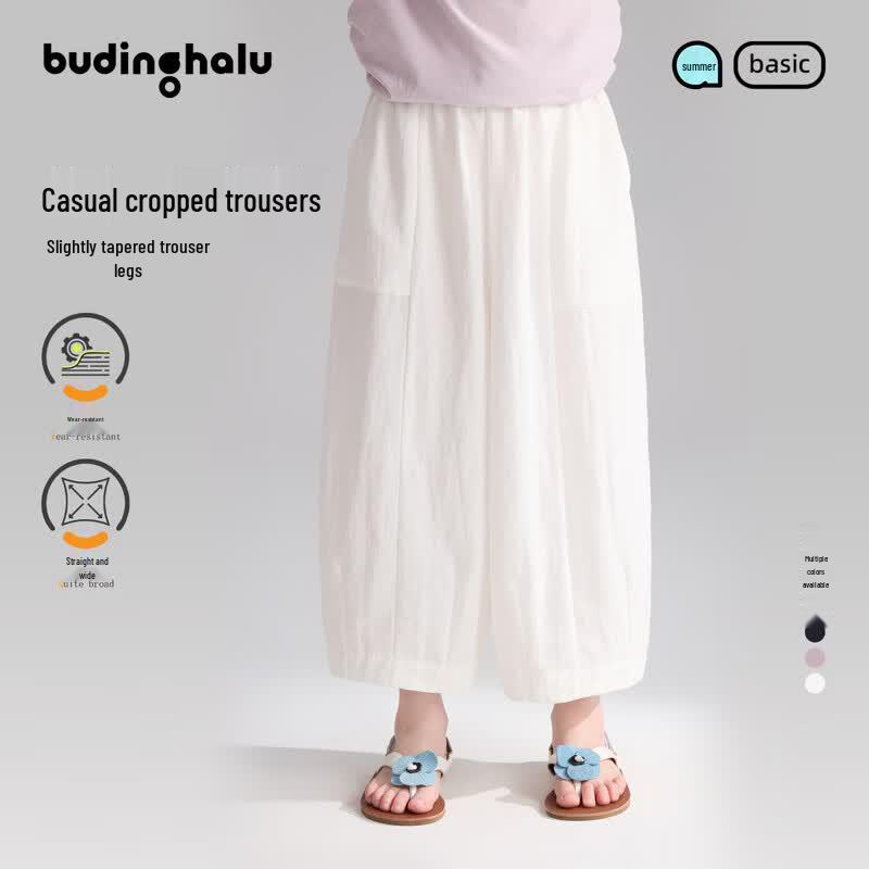 Girls Tencel Linen Relaxed Cropped Wide-Leg Pants 150