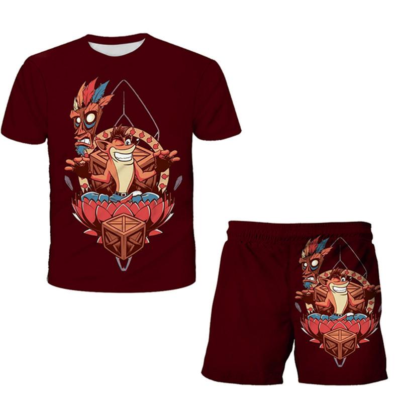 Dětské oblečení Sportovní oblečení pro miminka Dívky Chlapci Ccrash Bandicoot Mobile Print 3D trička 2ks Sady Děti Miminko 1 až 14 let
