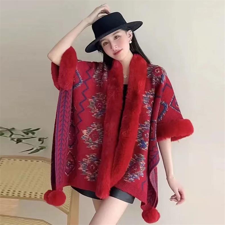 Women's Ethnic Style Knitted Shawl Cardigan for Autumn & Winter Travel