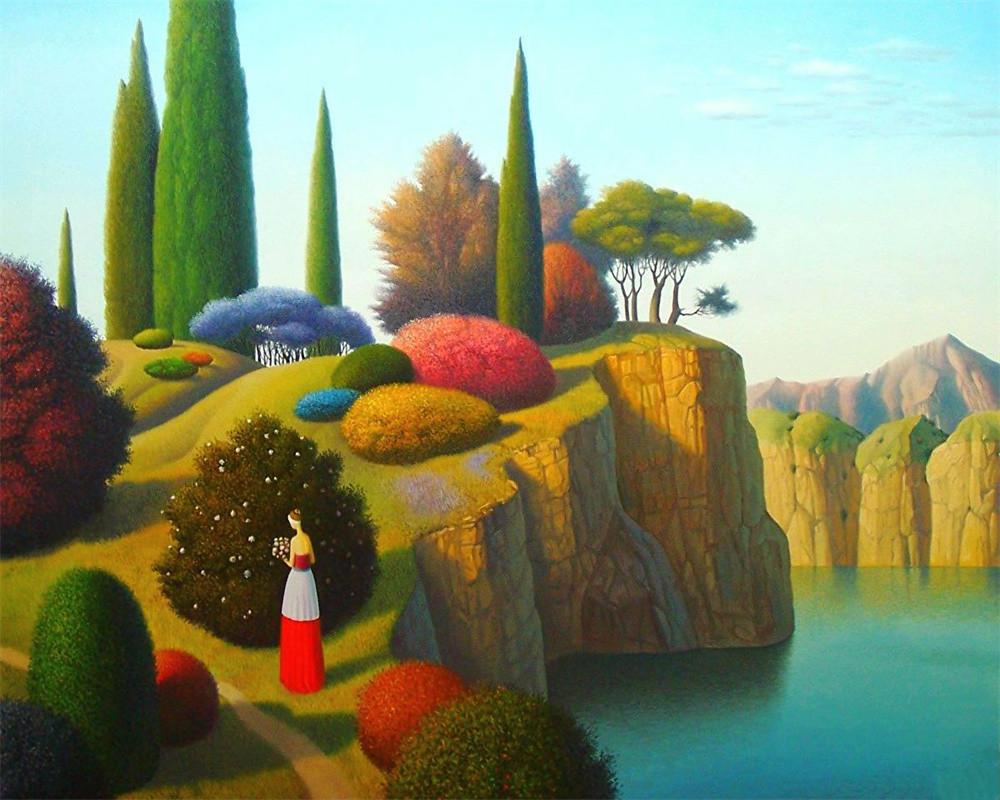 

RUOPOTY Дом Пейзажная живопись в соответствии с цифровым настенным искусством Рамка «сделай сам» Ручная роспись Картина Пейзажная картина Уникальный подарок Украшение дома 40x50cm NO Frame